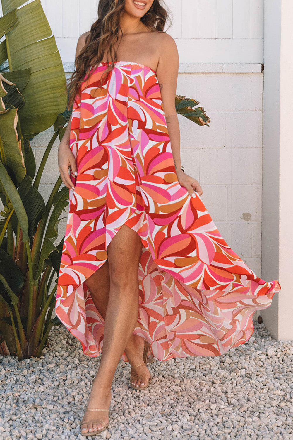 Floral High Low Bandeau Vacay Dress