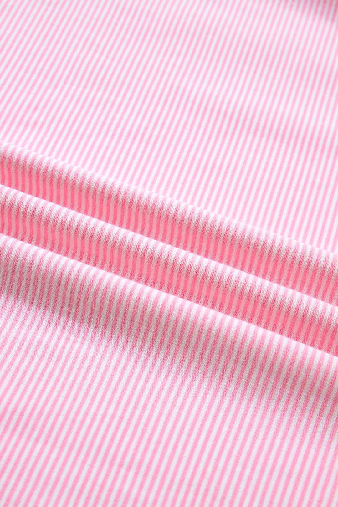 Pink Stripe Matching Oversized Tee and Drawstring Shorts Set