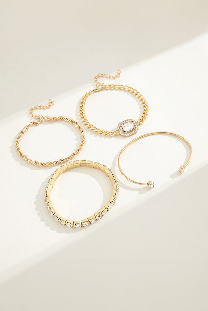 Ensemble de 4 bracelets tressés en chaîne de diamants