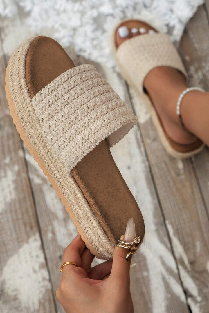 Boho gewebte rutschfeste Keilpantoffeln