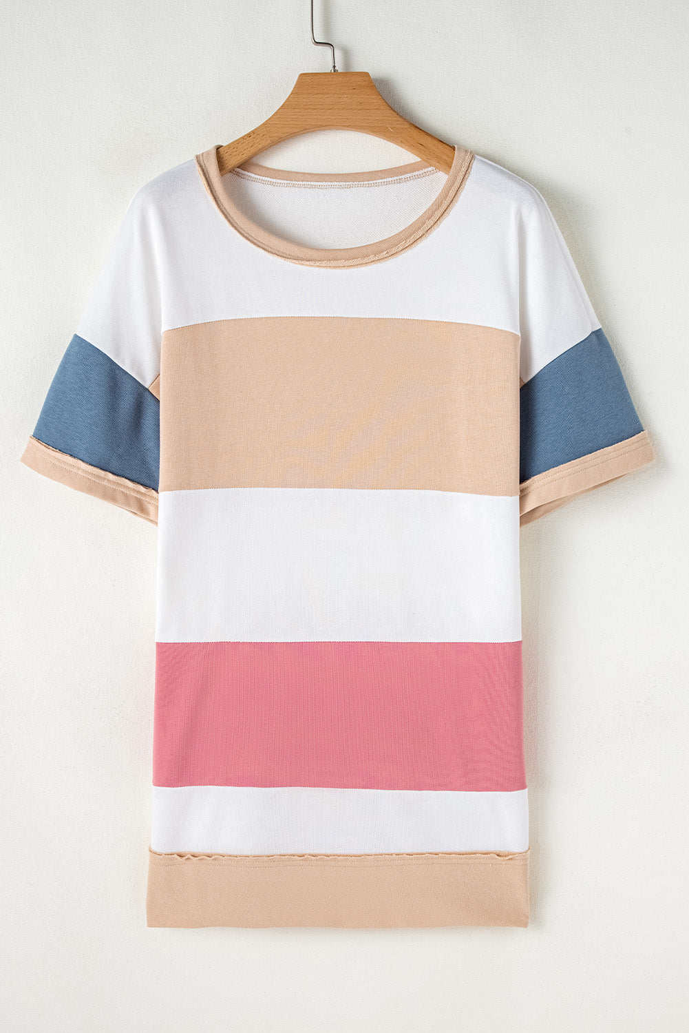 Colorblock Patchwork Side Split Tunic T Shirt