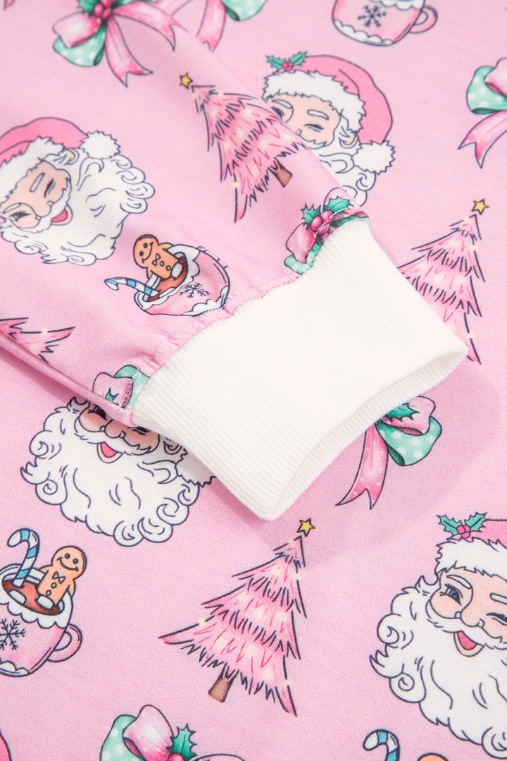 Pink Ho Ho Ho Christmas Fashion Print 2pcs Lounge Short Set