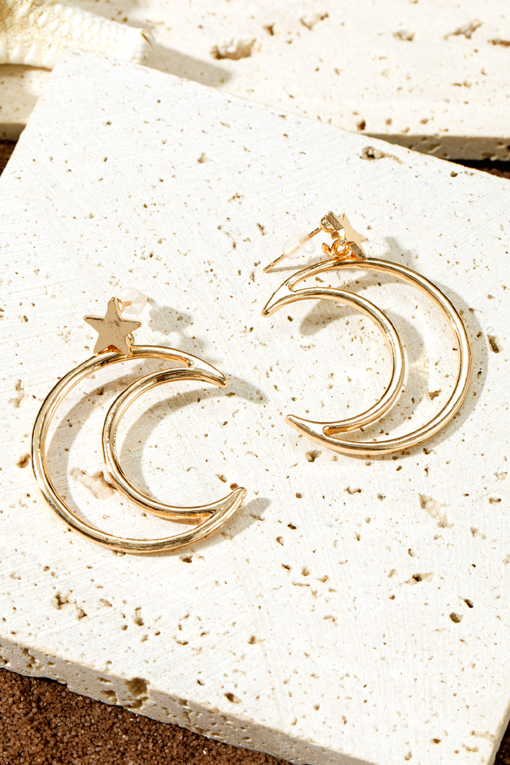 Boucles d'oreilles en alliage plaqué étoile et lune
