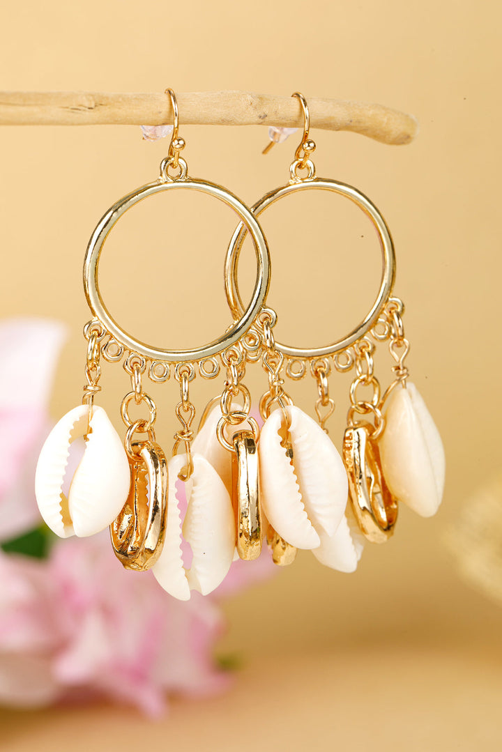 Seashell Charm Hoop Dangle Earrings
