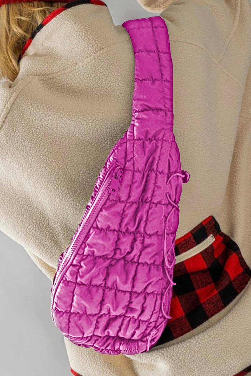 Marshmallow Quilted Drawstring Decor Sling Bag
