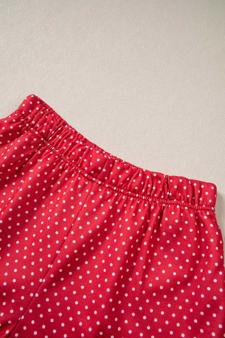 Red Polka Dot MERRY Holiday Long Sleeve Top and Shorts Set