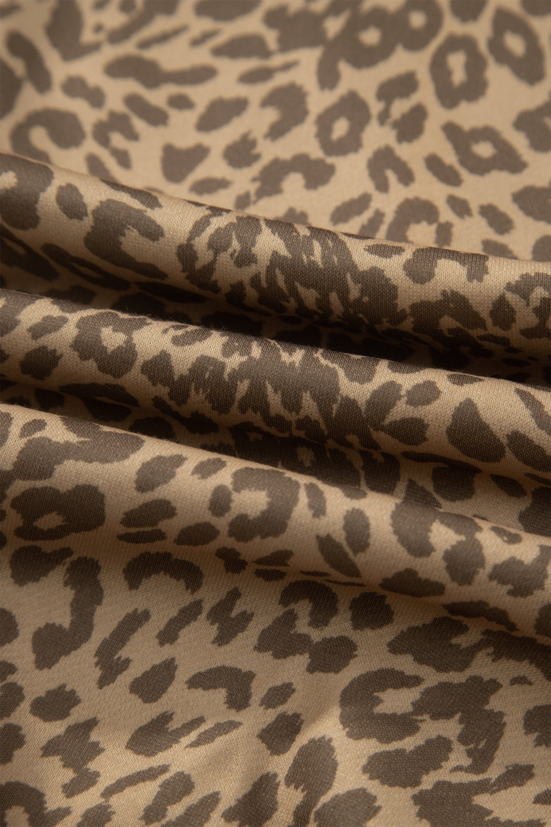 Khaki Leopard Print Star Patched Drawstring Elastic Waist Jogger Pants