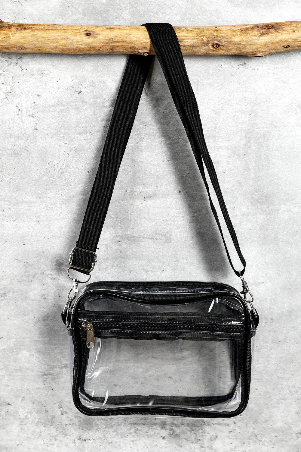 Multi-Pocket Contrast Edge Detachable Strap Clear Shoulder Bag
