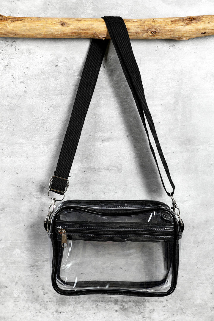 Multi-Pocket Contrast Edge Detachable Strap Clear Shoulder Bag