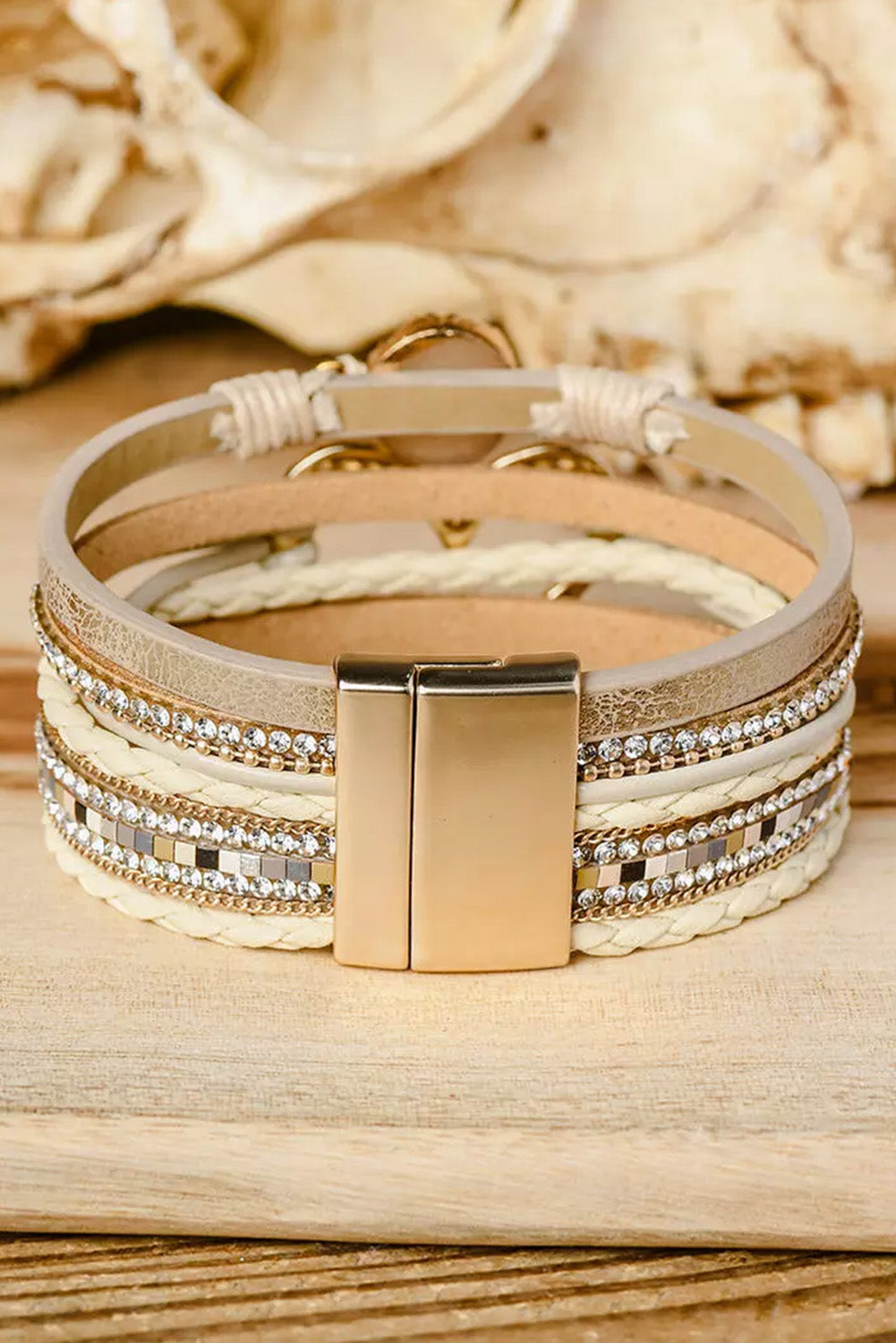 Böhmisches Armband mit Herz-Strass und magnetischer Schnalle