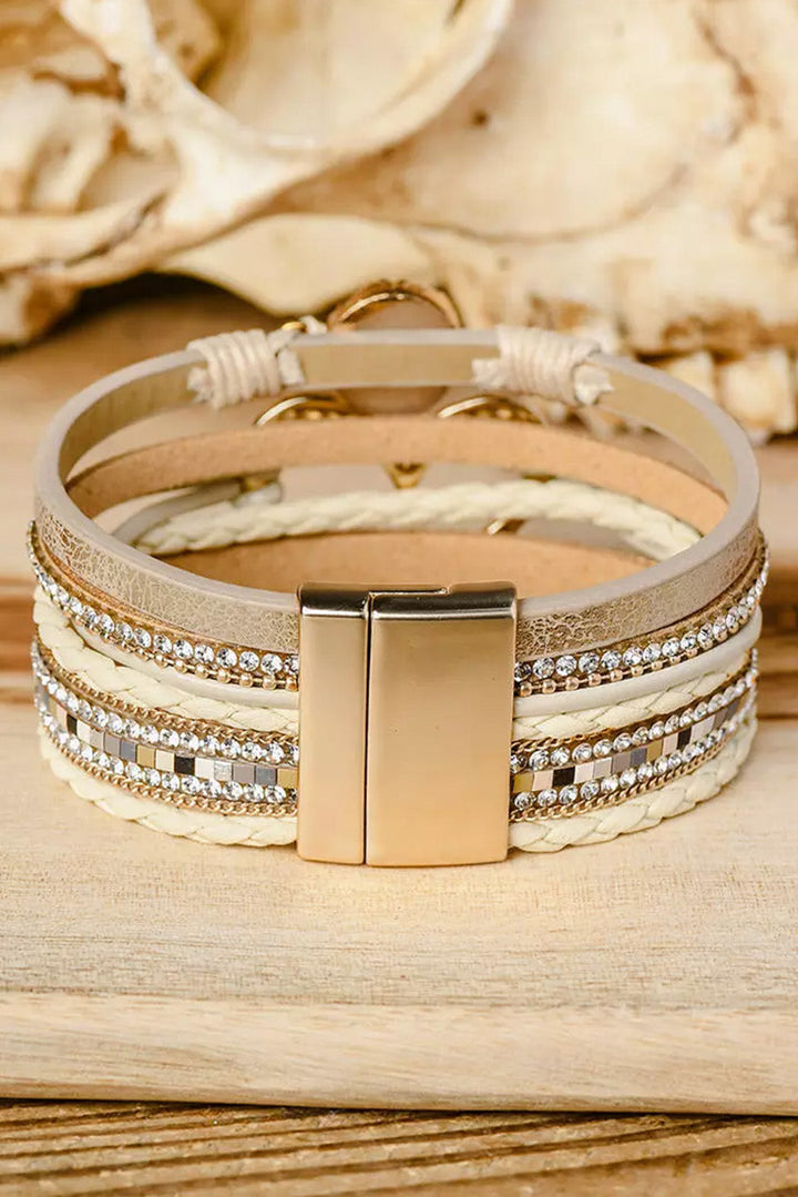 Böhmisches Armband mit Herz-Strass und magnetischer Schnalle