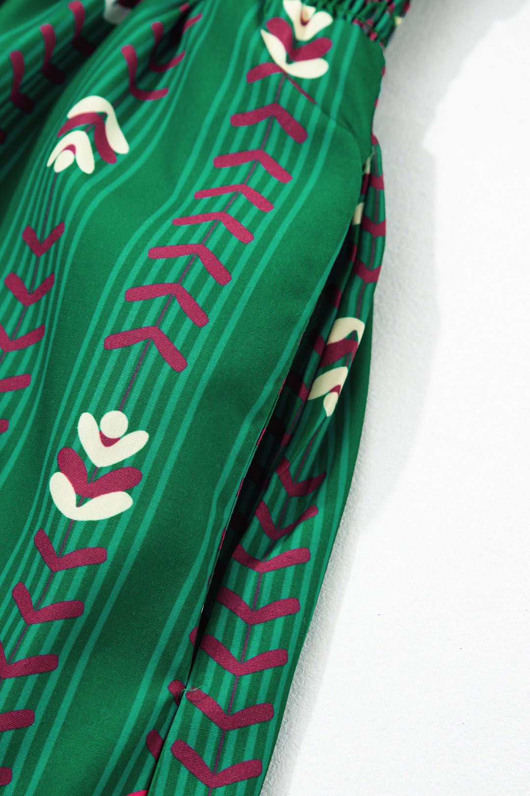 Green Floral Print Long Sleeve Shift Plus Size Dress