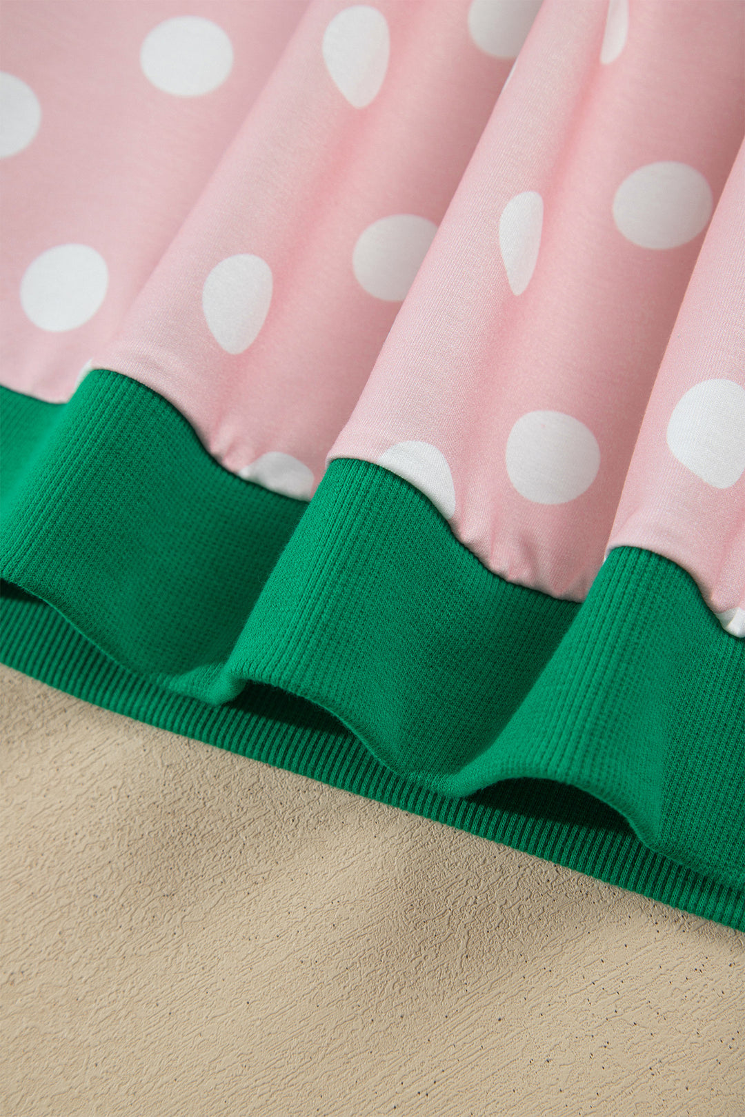 Pink Polka Dot Contrast Trim Long Sleeve Top Drawstring Shift Pants Set