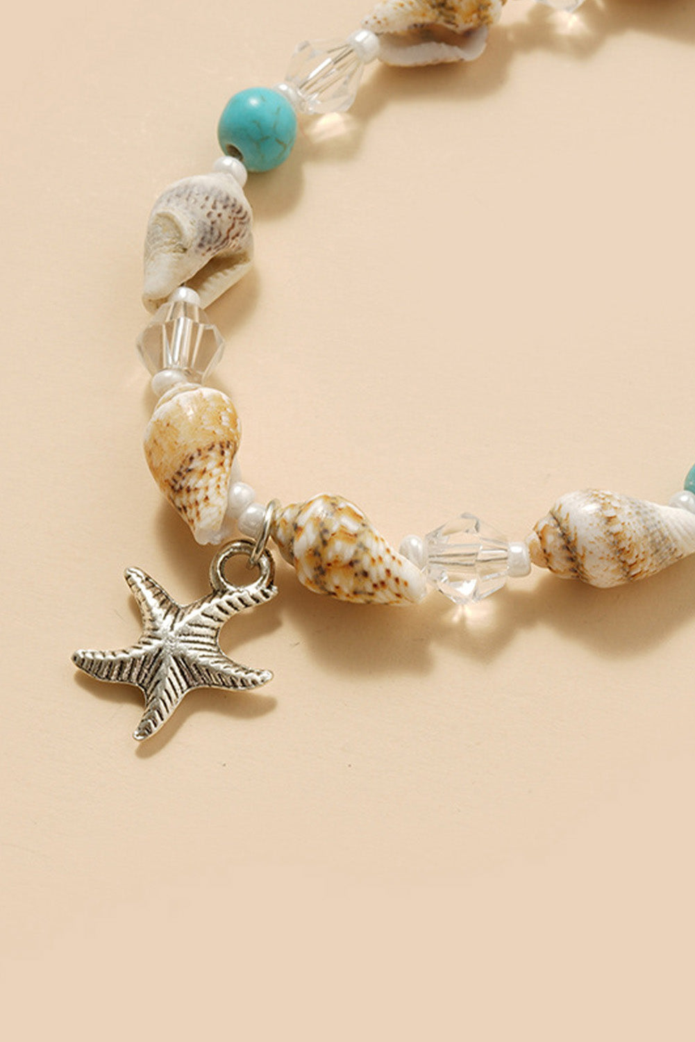 Bracelet de cheville de plage en perles de conque et étoile de mer