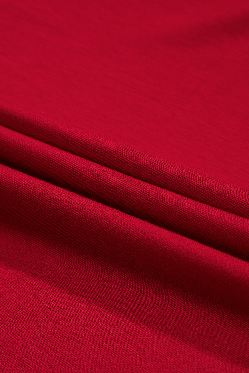 Fiery Red Solid Color Ruched Detail Long Sleeve Midi Dress
