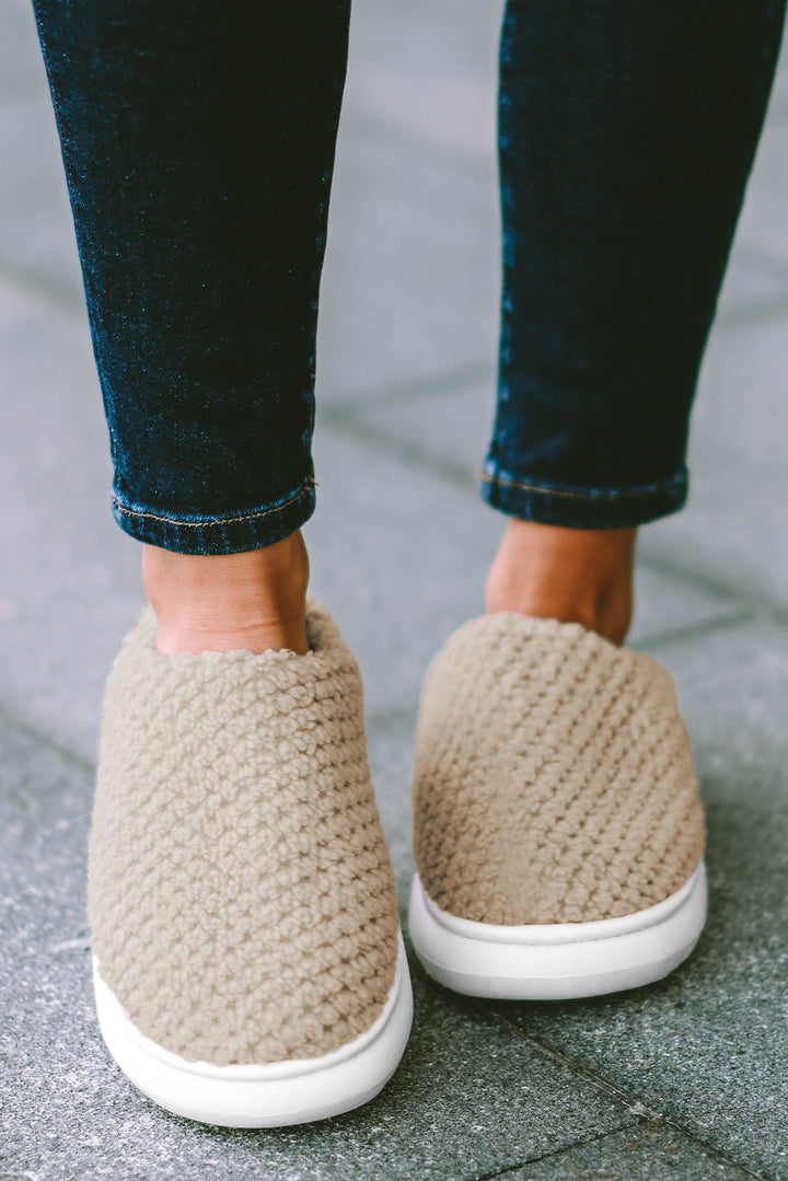 Two-tone Knitted Warm Homewear Slippers
