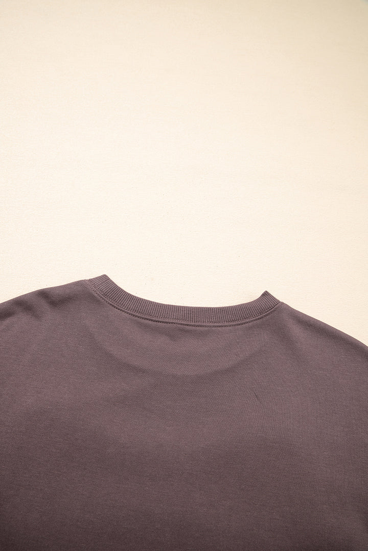 Contrast Terry Bow Pattern Drop Shoulder Sweatshirt