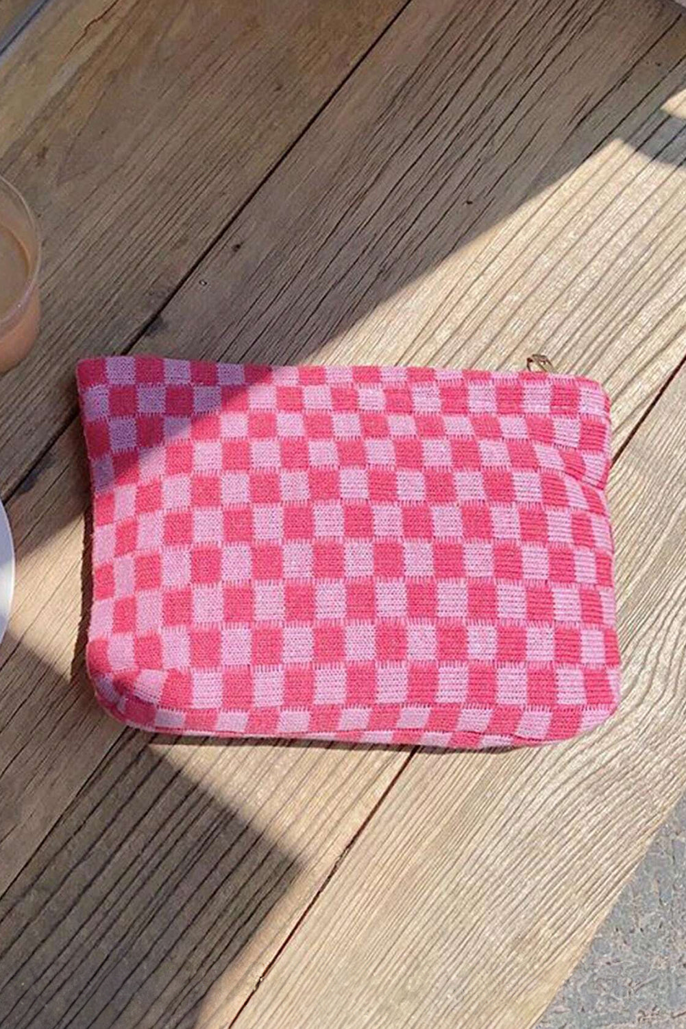 Trousse de maquillage à carreaux 