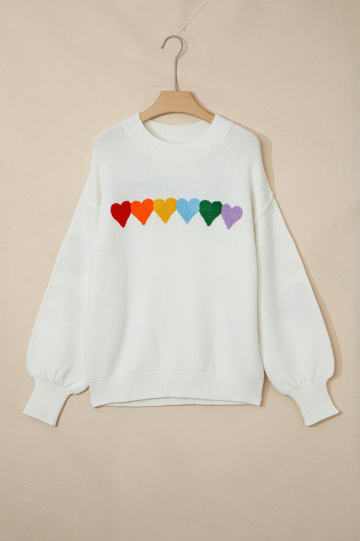 White Chenille Graphic Drop Shoulder Holiday Sweater
