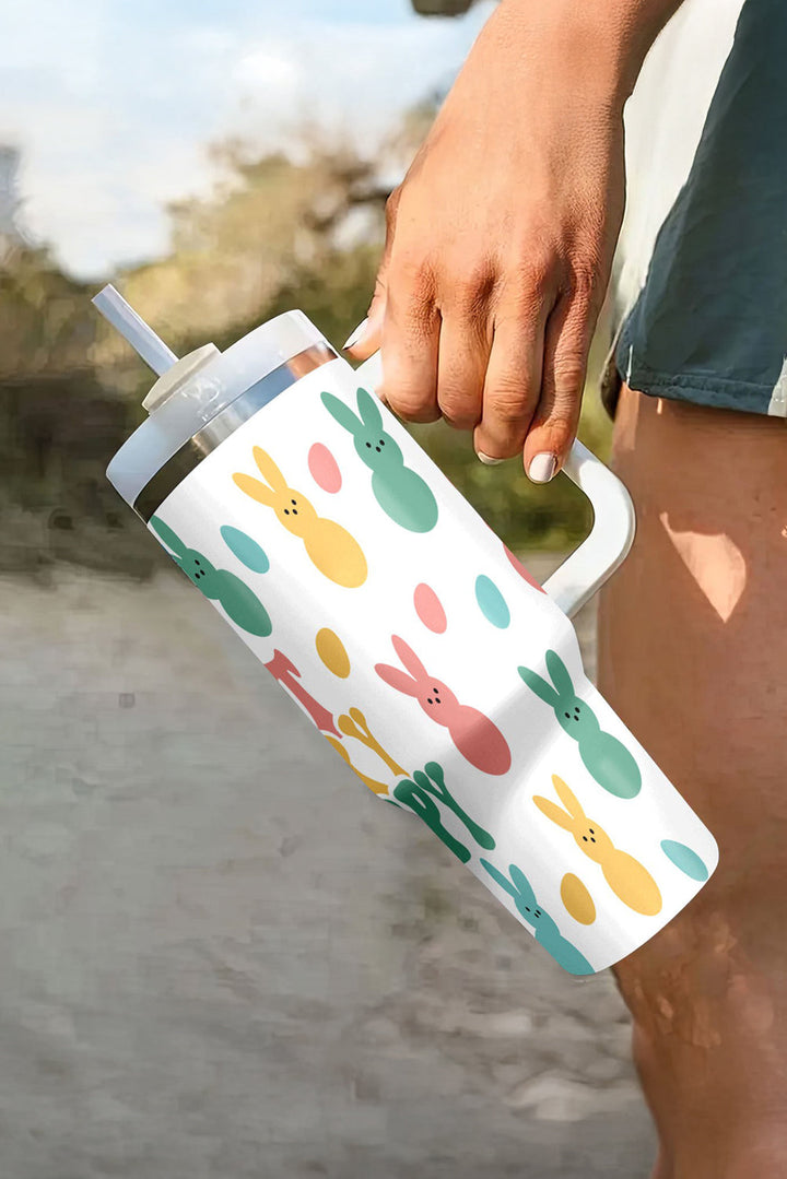 DONT WORRY BE HOPPY Bunny Print Thermal Tumbler 40oz