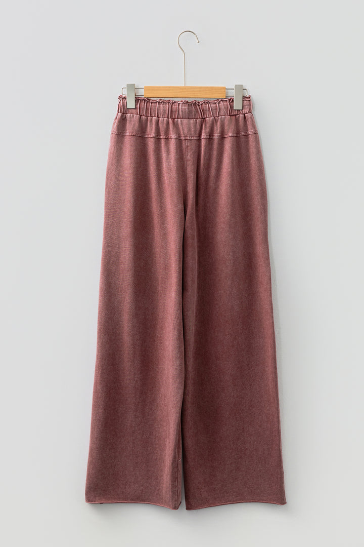Wild Ginger  Mineral Wash Lace-up High Waist Raw Hem Patched Pocket Pants