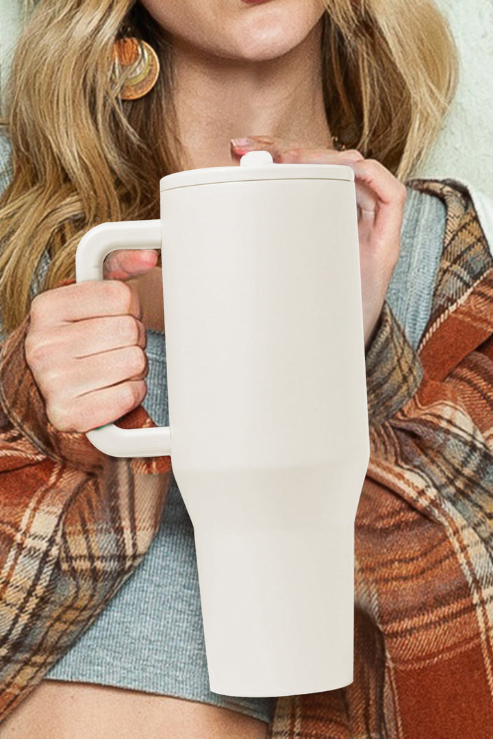 Grande tasse à vide avec poignée en acier inoxydable givré et paille 40 oz