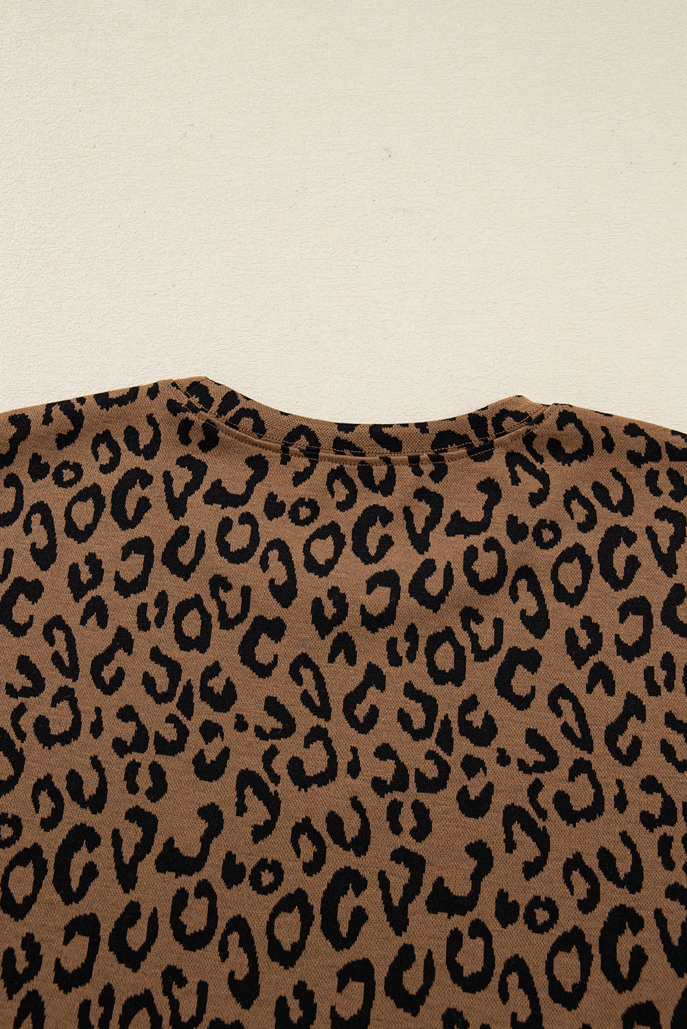 Brown Varsity Striped Trim Leopard Long Sleeve Top Drawstring Pant Set