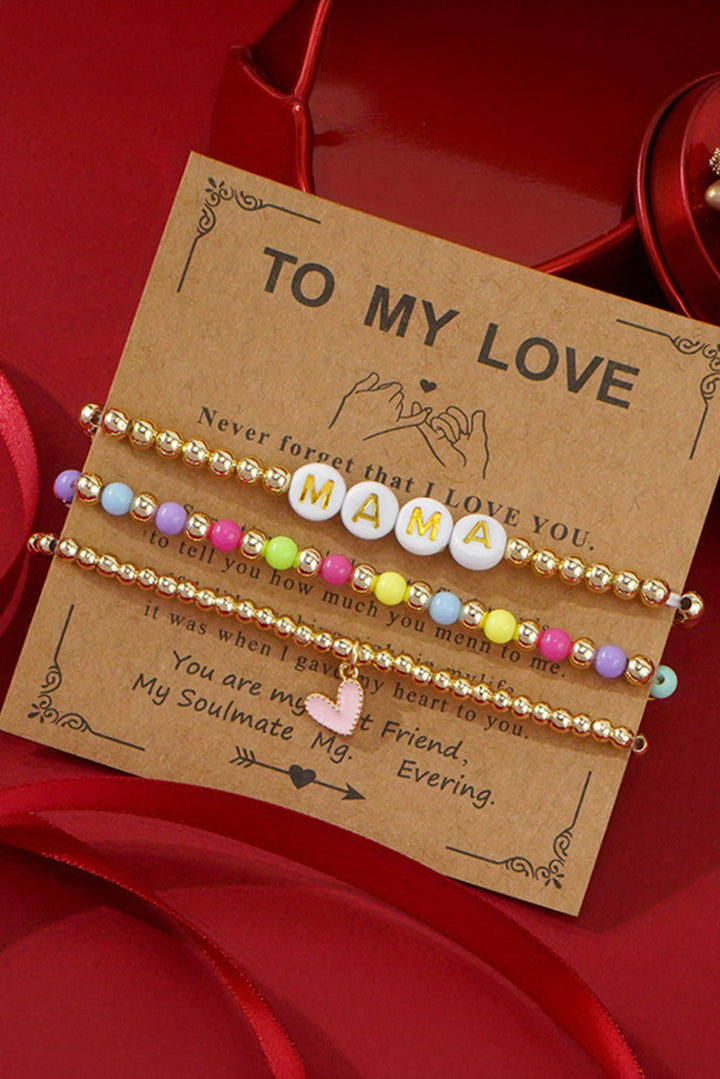 Bracelet extensible multicouche en perles MAMA Heart
