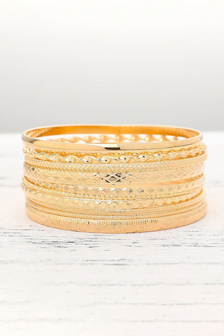 10pcs Textured Twisted Stackable Alloy Bracelet Set