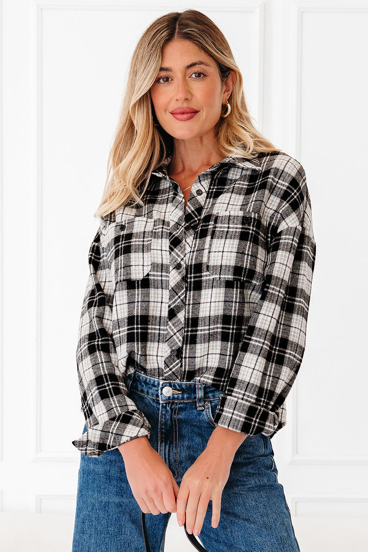 Plaid Print Chest Pockets Buttoned Shirt