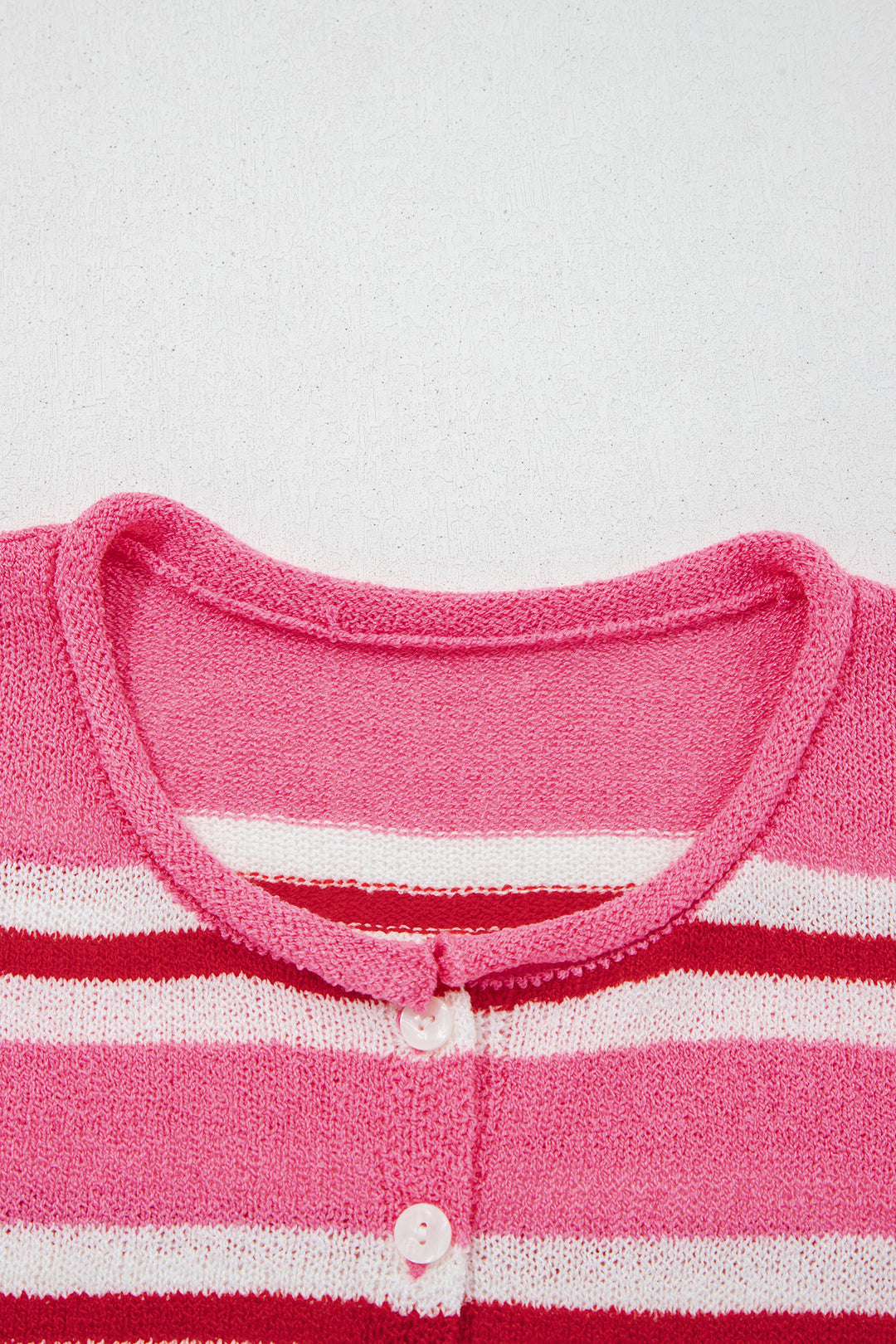 Pink Stripe Striped Drop Shoulder Button Cardigan