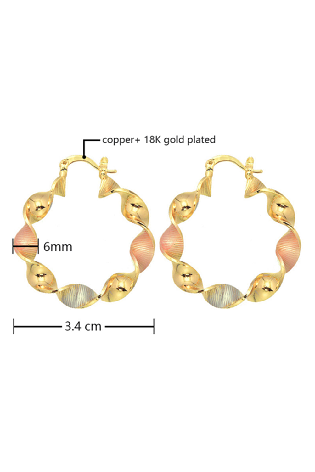 Boucles d'oreilles créoles en alliage plaqué torsadé