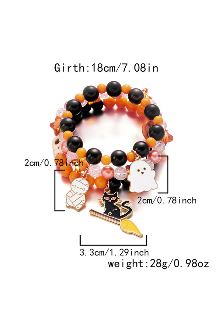 Lot de 3 bracelets élastiques à pendentif Halloween