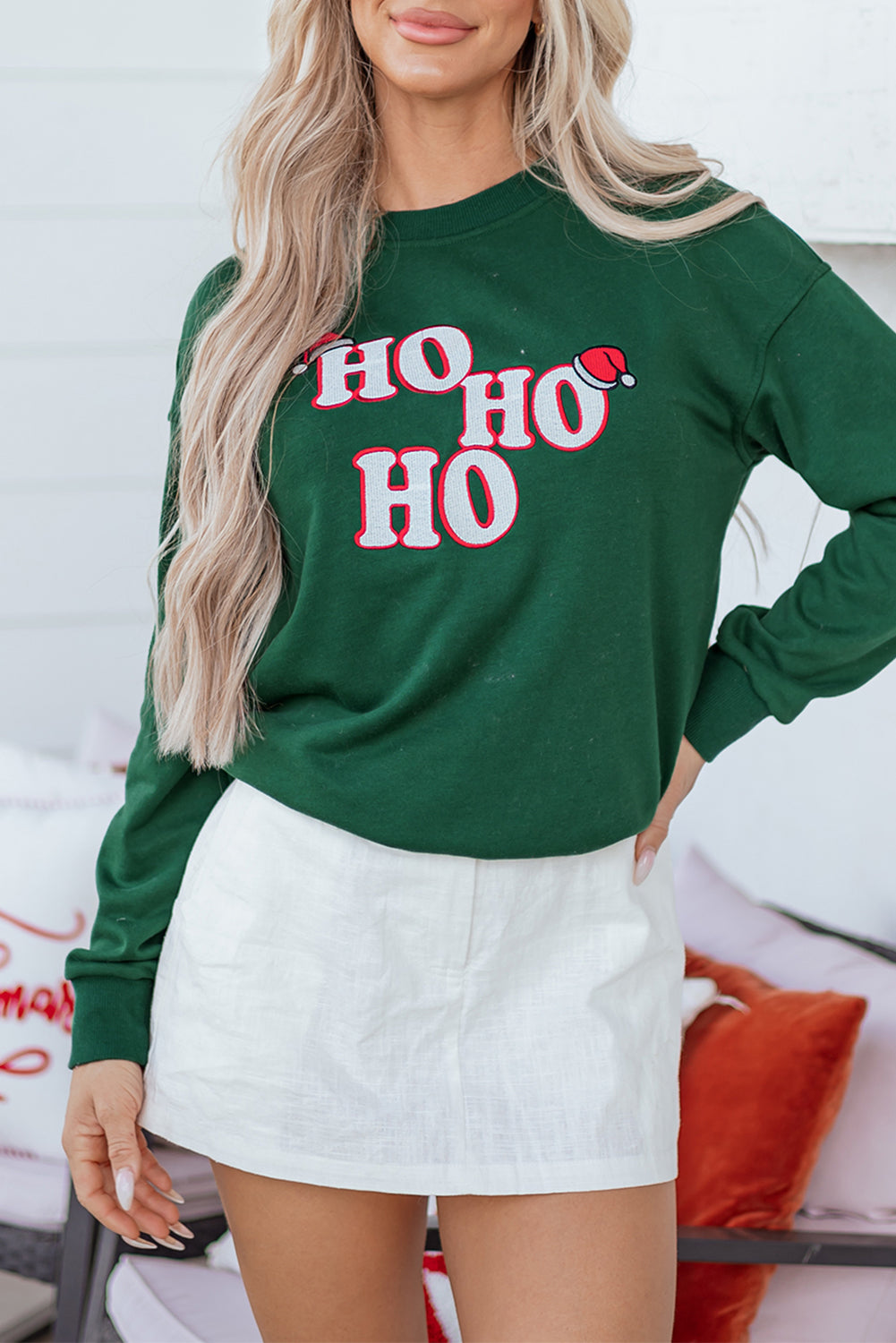 Embroidered Letter Graphic Christmas Fashion Sweatshirt