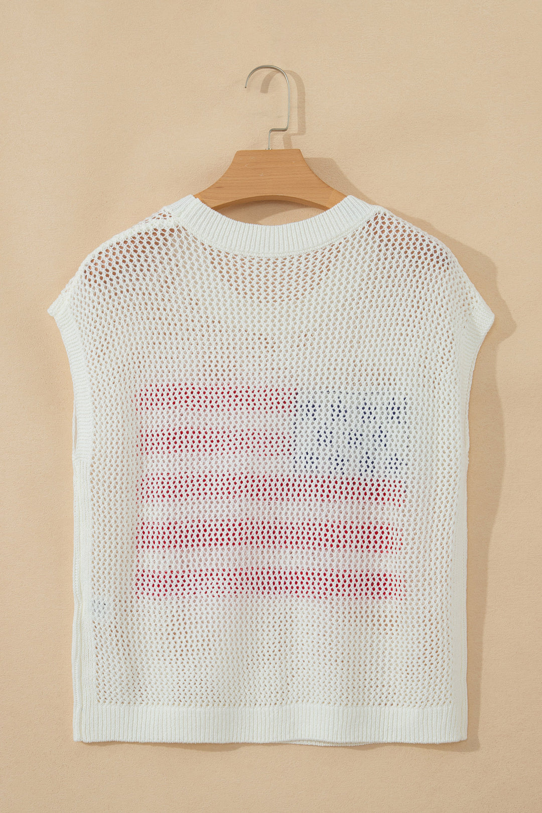 White Flag Graphic Short Sleeve Sweater Top