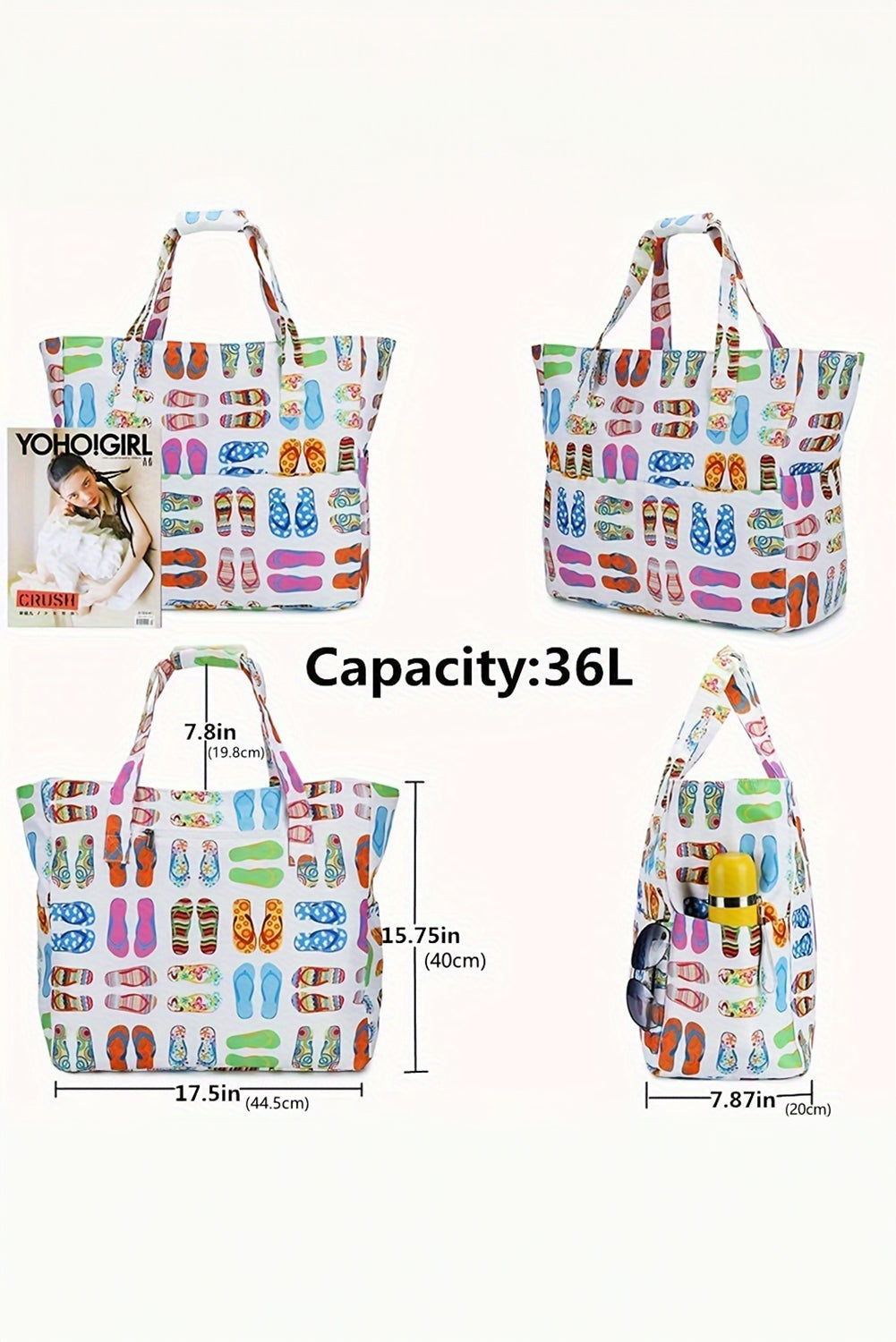 Wasserdichte Strandtasche mit Hausschuhen-Muster