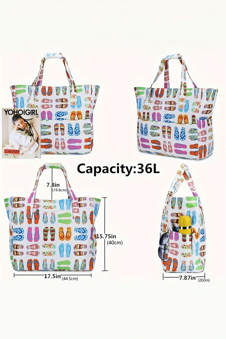 Wasserdichte Strandtasche mit Hausschuhen-Muster