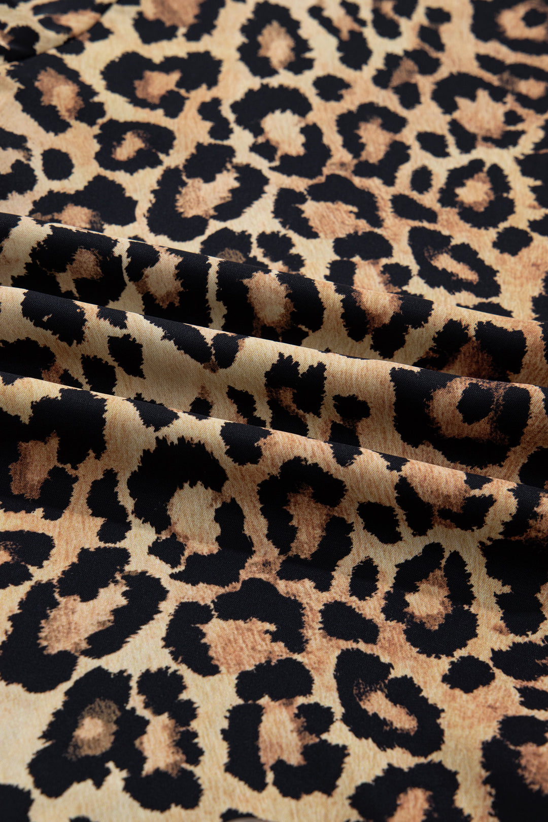 Wild Leopard Print Contrast Striped Frilled Trim Chic Shirt