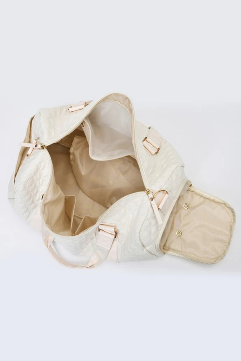 White Rhombus Textured Waterproof Travel Duffel Bag