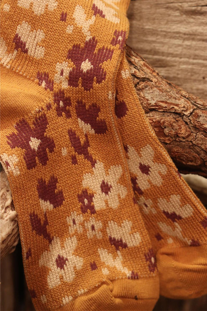 Chaussettes hautes à motif floral vintage
