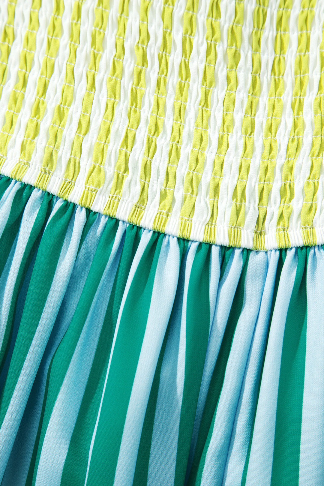 Green Stripe Knot Strap High Waist Maxi Dress