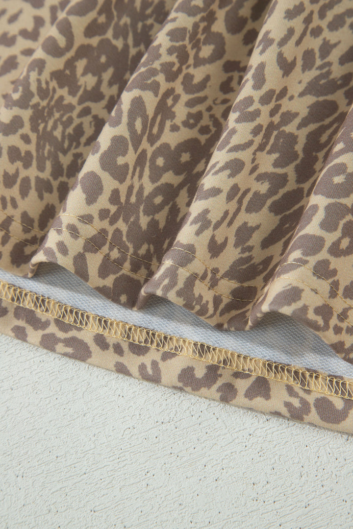 Khaki Leopard Retro Studded Star Patch Loose Tee