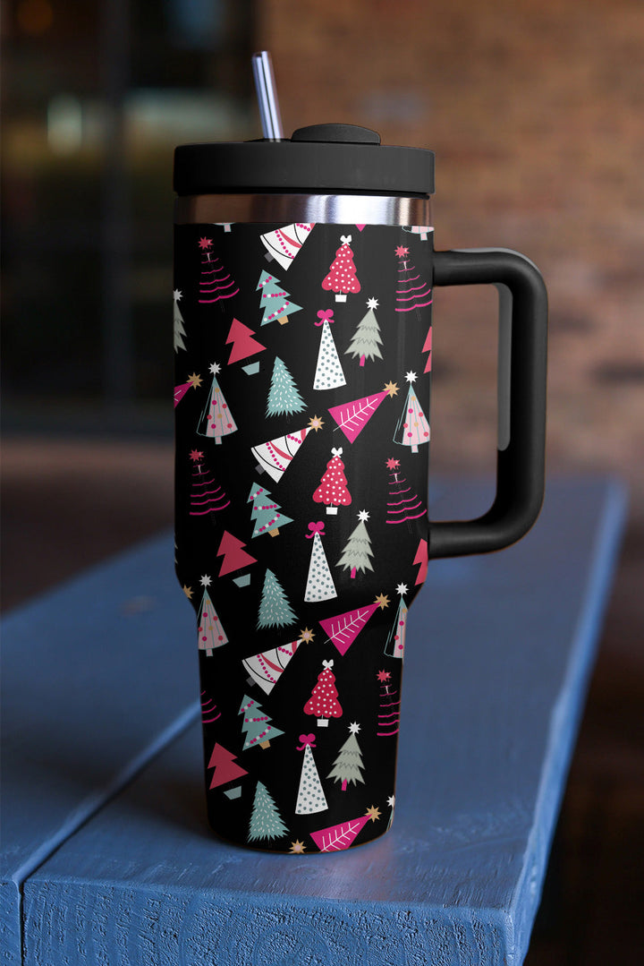 Cartoon Christmas Tree Printed Thermos Cup 40oz