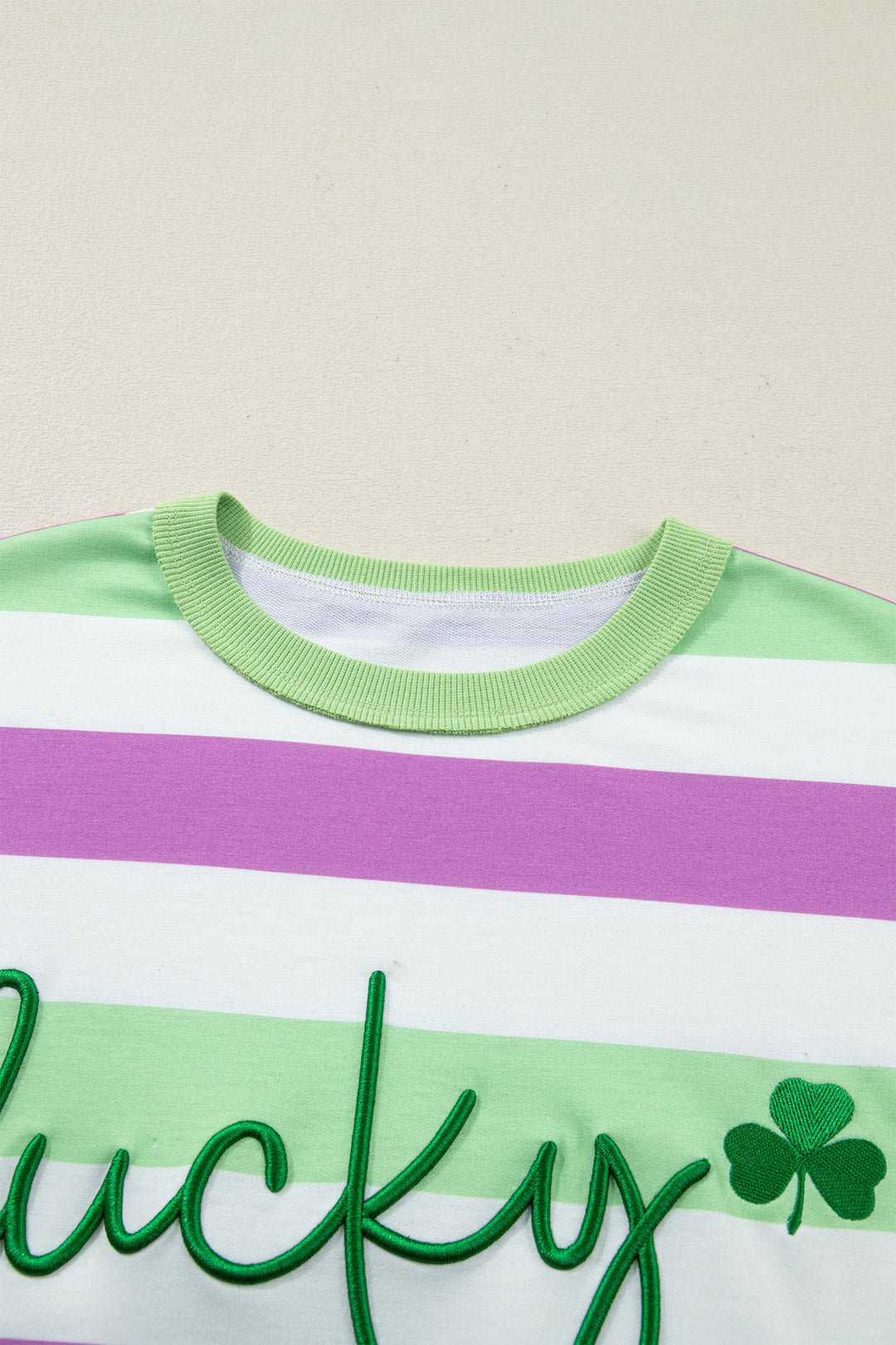 Lucky Clover Embroidered Graphic Dolman Loose Tee