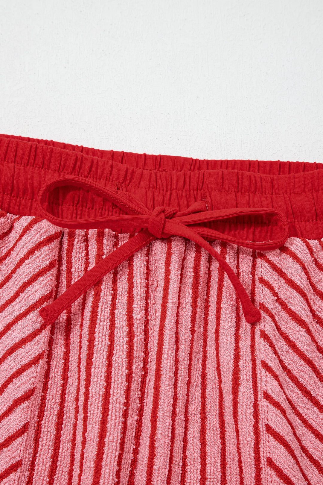 Rose Stripe Crew Neck Tee Drawstring Waist Cropped Pants Set