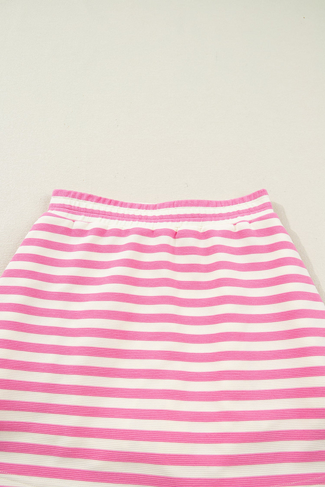 Sachet Pink Textured Stripe Print Contrast Trim Zip Collar Sleeveless 2pcs Skort Set
