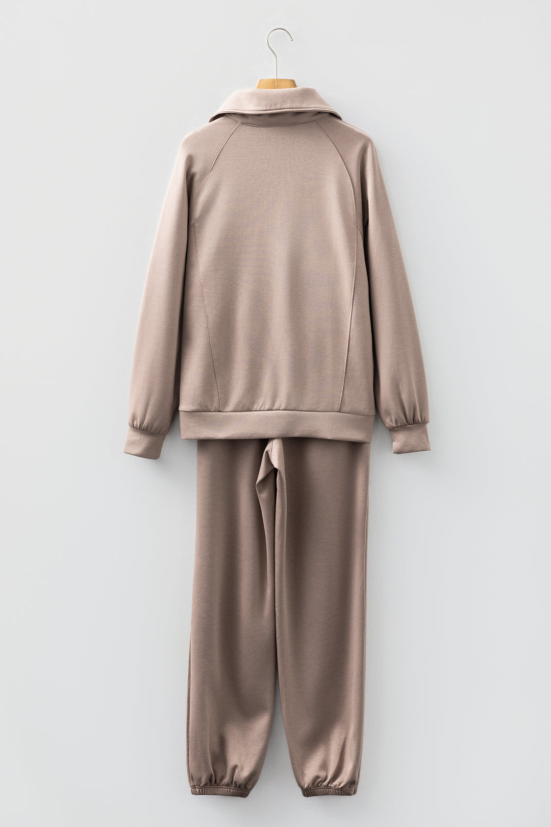 Goat Zip Collar Long Sleeve Top Drawstring Pants Set