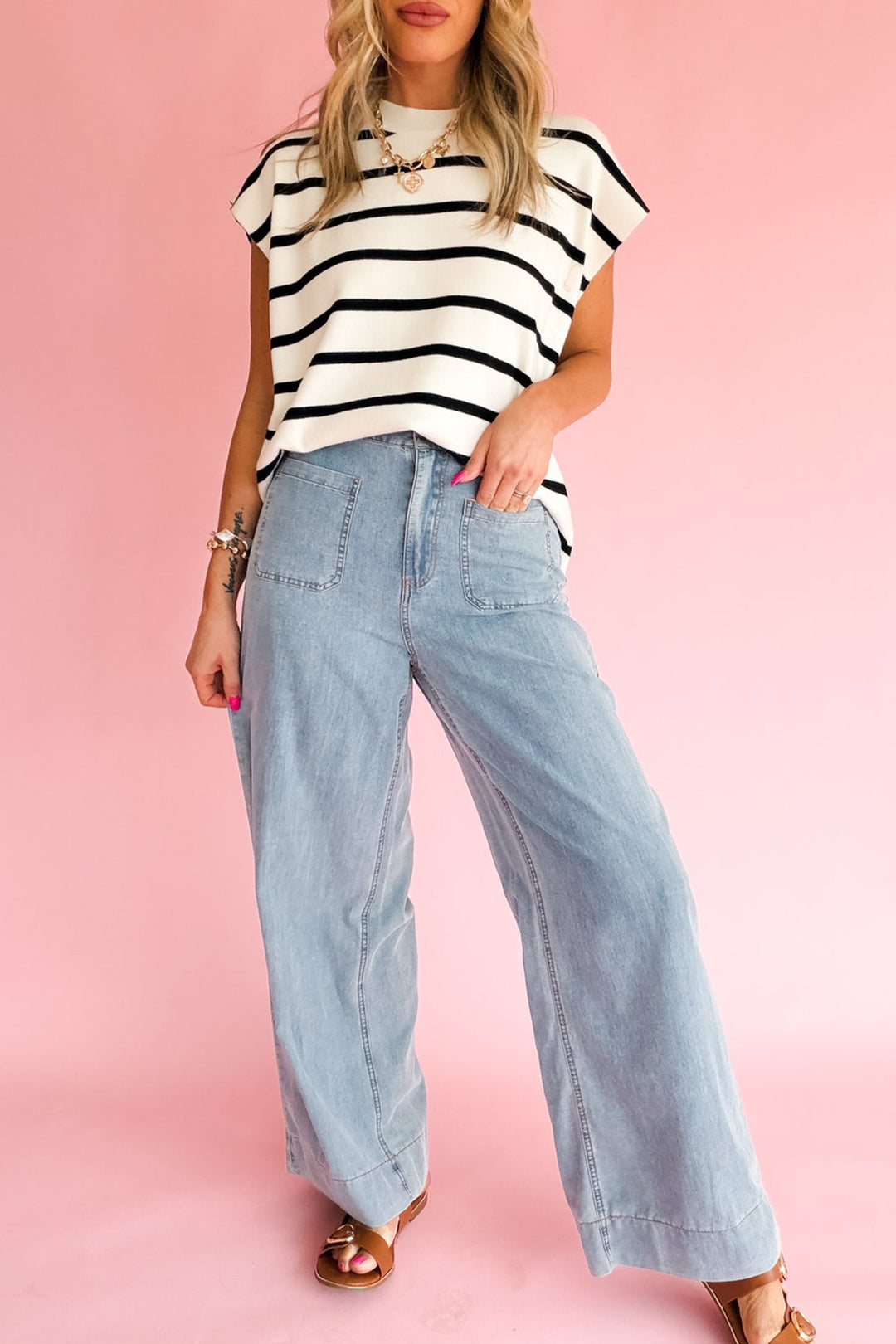 Beau Blue Solid Full-Length Regular Pocket Detail Denim Jeans