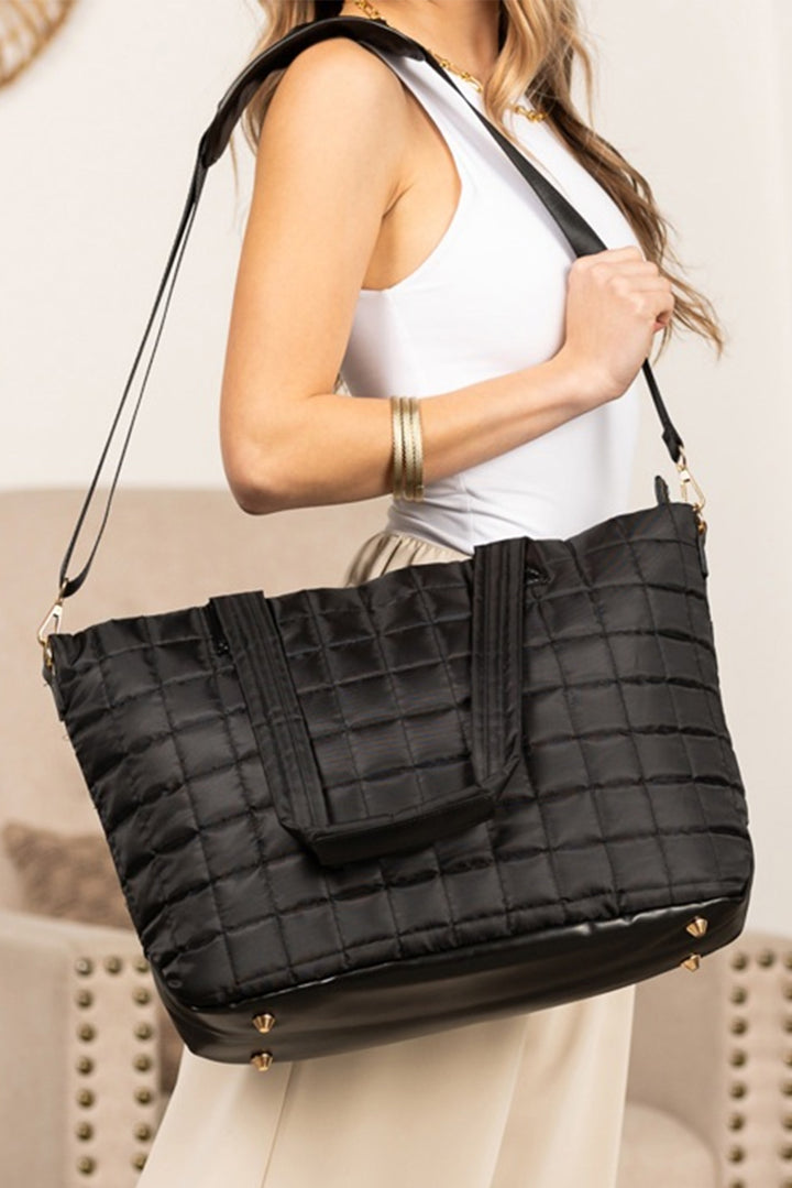 Quilted Patchwork Large Tote Bag and Clutch 2pcs Set