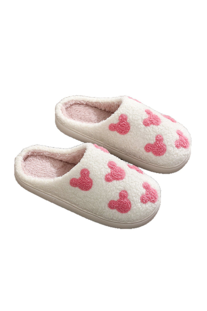 Mickey Mouse Cartoon Head Pattern Plush House Slippers